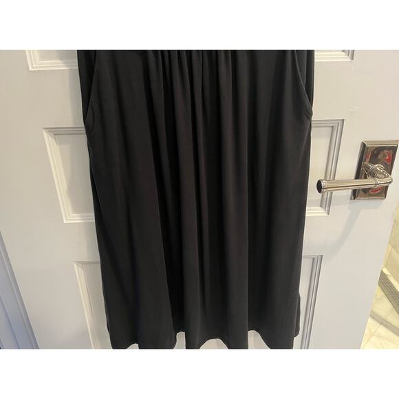Quince Size M Medium Tencel Jersey Ruched Waist Dress Black Pockets - Picture 6 of 8
